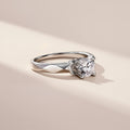 0.98 CTW Moissanite Women's Proposal Ring S925 Sterling Silver Four Prong Classic Rhodium 14K Gold Plated Romantic GRA Certified
