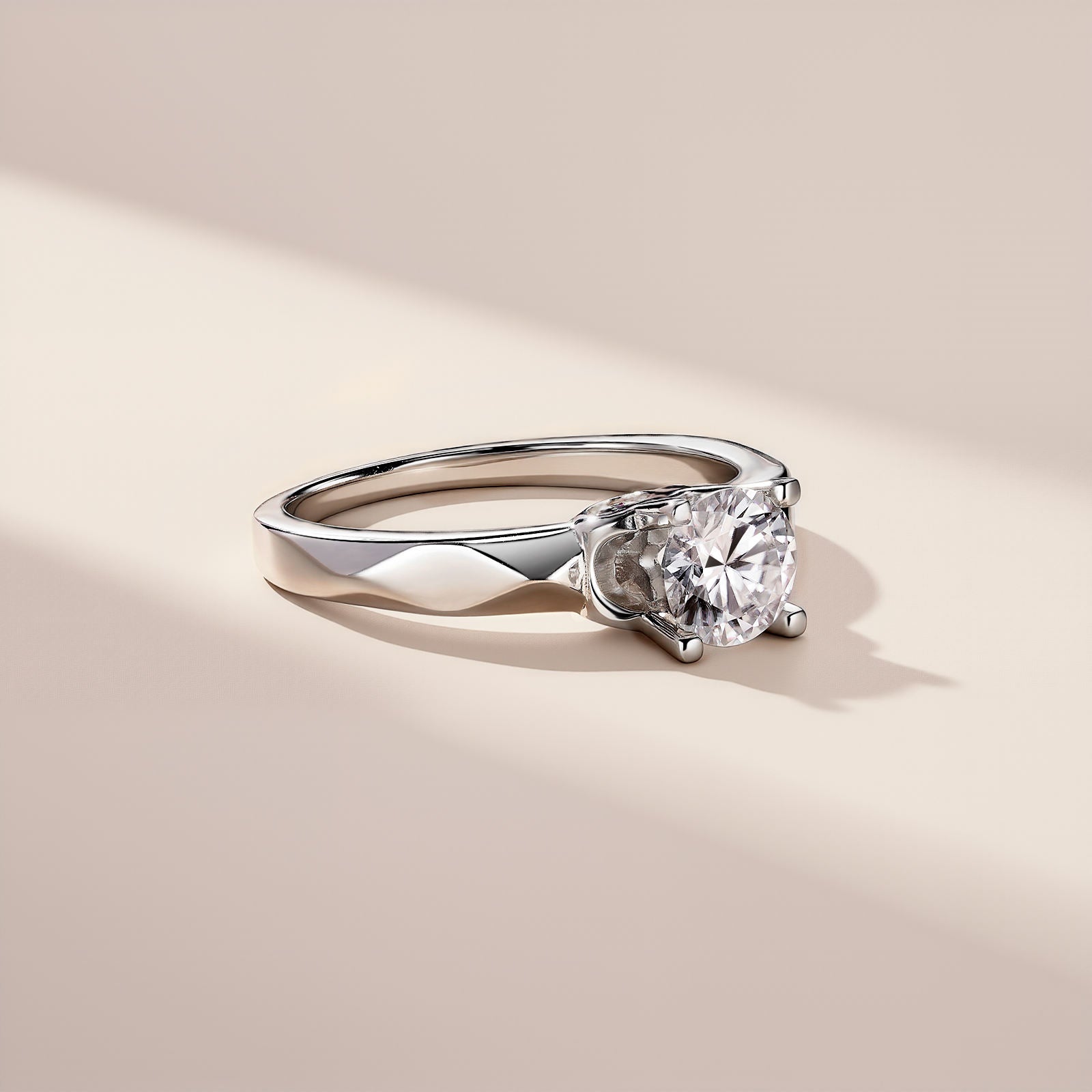 0.98 CTW Moissanite Women's Proposal Ring S925 Sterling Silver Four Prong Classic Rhodium 14K Gold Plated Romantic GRA Certified