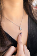 Rose Orbit Crystal Pendant Necklace for Women – Elegant Silver Chain