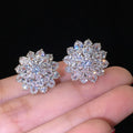 Luxury Sun Flower Multi Colors Stud Earrings for Women Cubic Zirconia Flowers Wedding Bridal Earring